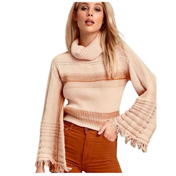 Free People boho jamgirl pumpkinpatch bellsleeve w fringe cropped Sweater XS - Picture 7 of 16